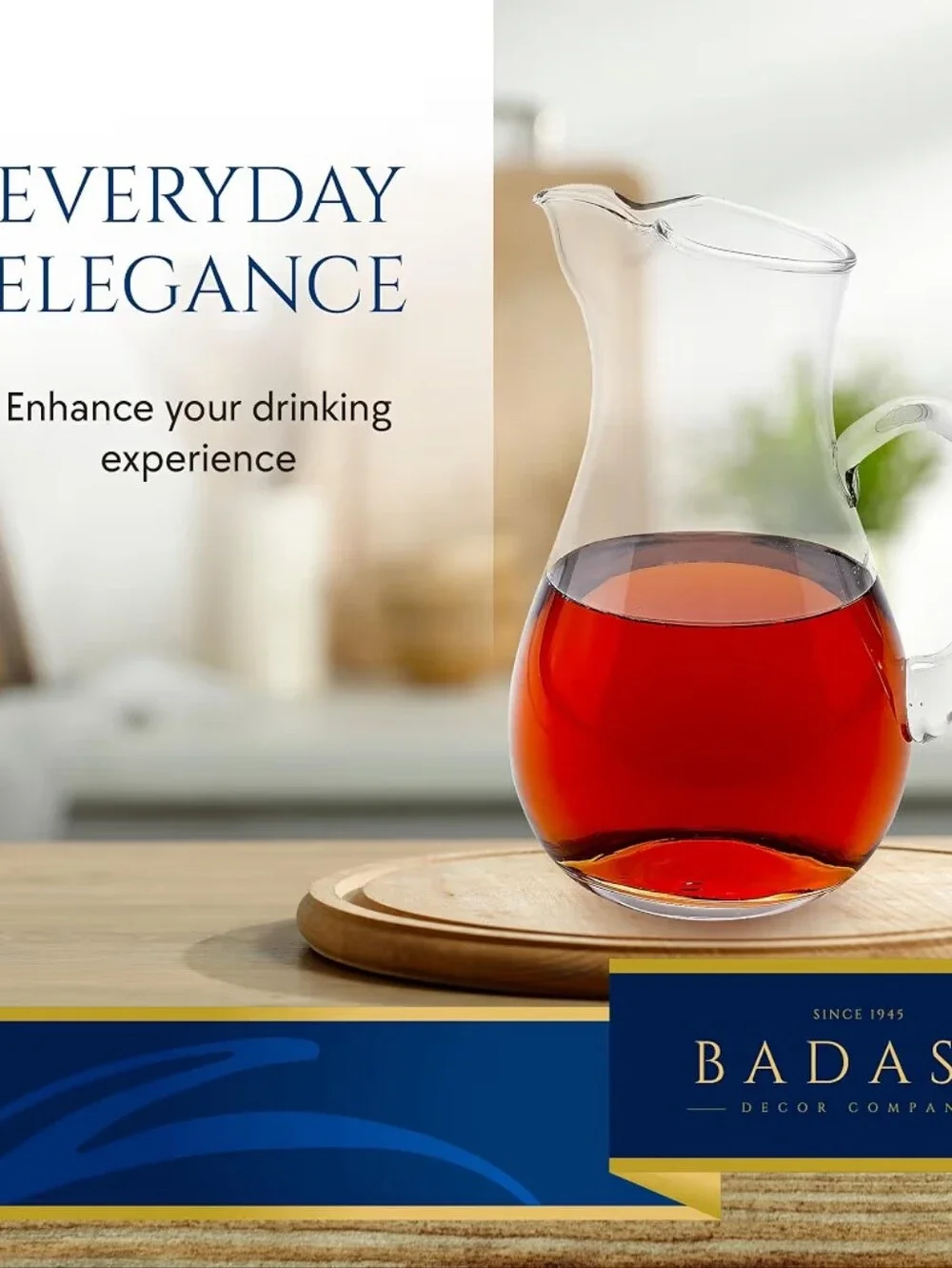 Badash Zeus Crystal Glass Water Beverage Pitcher, 36 oz